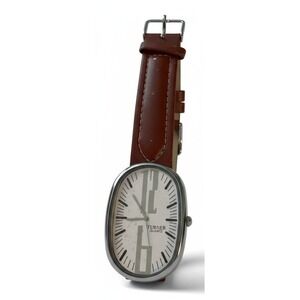 Bijoux Terner Quartz Watch‎ Brown Band Silver Tone Case New with Tags